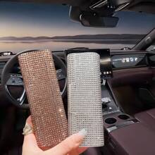 1pc Shiny Diamond-Shaped Multi-Function Storage Box, Suitable For Car Storage, Eyeglasses, Jewelry, Earphones, Cables