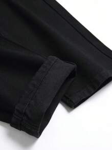 Teenage Boys' Casual Simple Fashion Ripped Jeans - Black - View 3