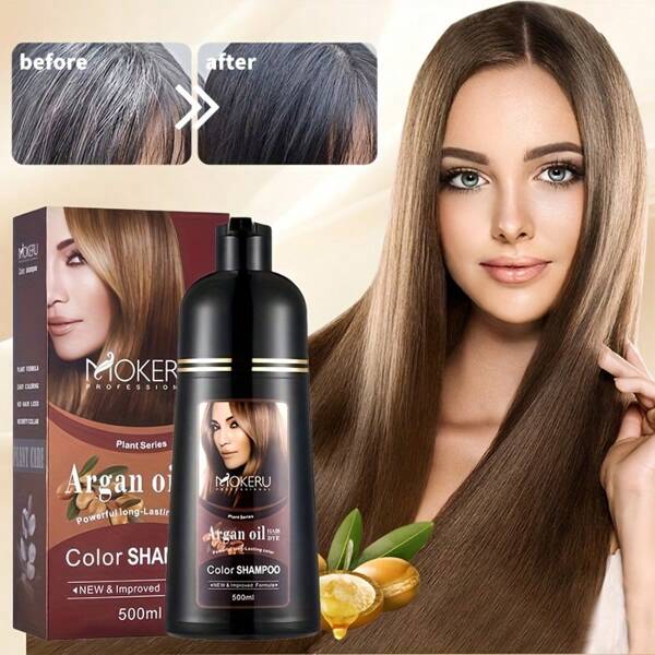 Glycerin Hair Color Shampoo, Quickly Cover White And Gray Hair, 3 In 1 Unisex Hair Color, Suitable For All Hair Types, 5 Minutes To Change Color, Natural Lasting, Easy To Operate, Repair Dry Hair, Moisturizing Hair Care(16.907fl.Oz/ 500ml)