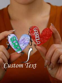 Personalized Custom Acrylic Heart-Shaped Name Valentine's Day Couples Same Style Acrylic Key Chain Four Seasons Exclusive Suitable For Lovers And Friends Best Fashion Items