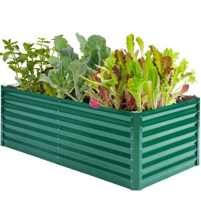 Outdoor Raised Garden Bed Kit 180x90x60cm, Raised Beds Thickened Zinc-Aluminum-Magnesium Stainless Steel Metal Raised Beds For Garden With Rubber For Vegetables Flowers Fruits