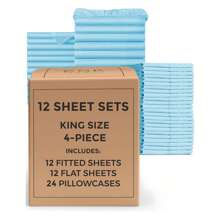 Wholesale Bulk Case 12-Pack Bed Sheet Sets – Hotel-Quality Soft Bedding With 16"-18" Deep Pocket Fitted Sheets – Wrinkle-Free, Cooling & Breathable – 12 Complete Set (Includes 2 Pillowcases, 1 Flat & 1 Fitted Sheet Per Set) – Ideal For Hotels, Spas, Airbnbs, Rentals & Hospitality Use