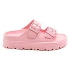 Slide Sandals With Double Buckle Straps And Chunky Sole