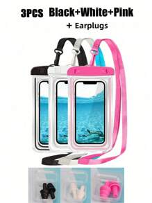 3pcs Mobile Phone Waterproof Bag, Touch Screen Leisure Waterproof Mobile Phone Bag, Mobile Phone PVC Bag, Vacation Beach Sports Bag, School Student Supplies[Includes Gift Earplugs] - Multicolor - View 1