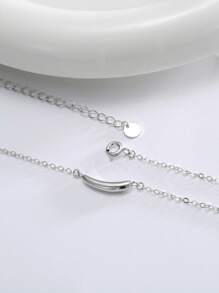 Artepollo 1 件 925 纯银防过敏几何吊坠项链，简约百搭，适合日常佩戴，礼盒包装，适合爱人、朋友、生日、节日礼物 - 銀色 - 查看 4