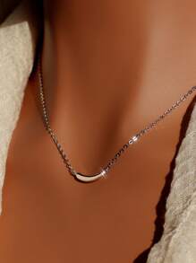 Artepollo 1 件 925 纯银防过敏几何吊坠项链，简约百搭，适合日常佩戴，礼盒包装，适合爱人、朋友、生日、节日礼物 - 銀色 - 查看 1