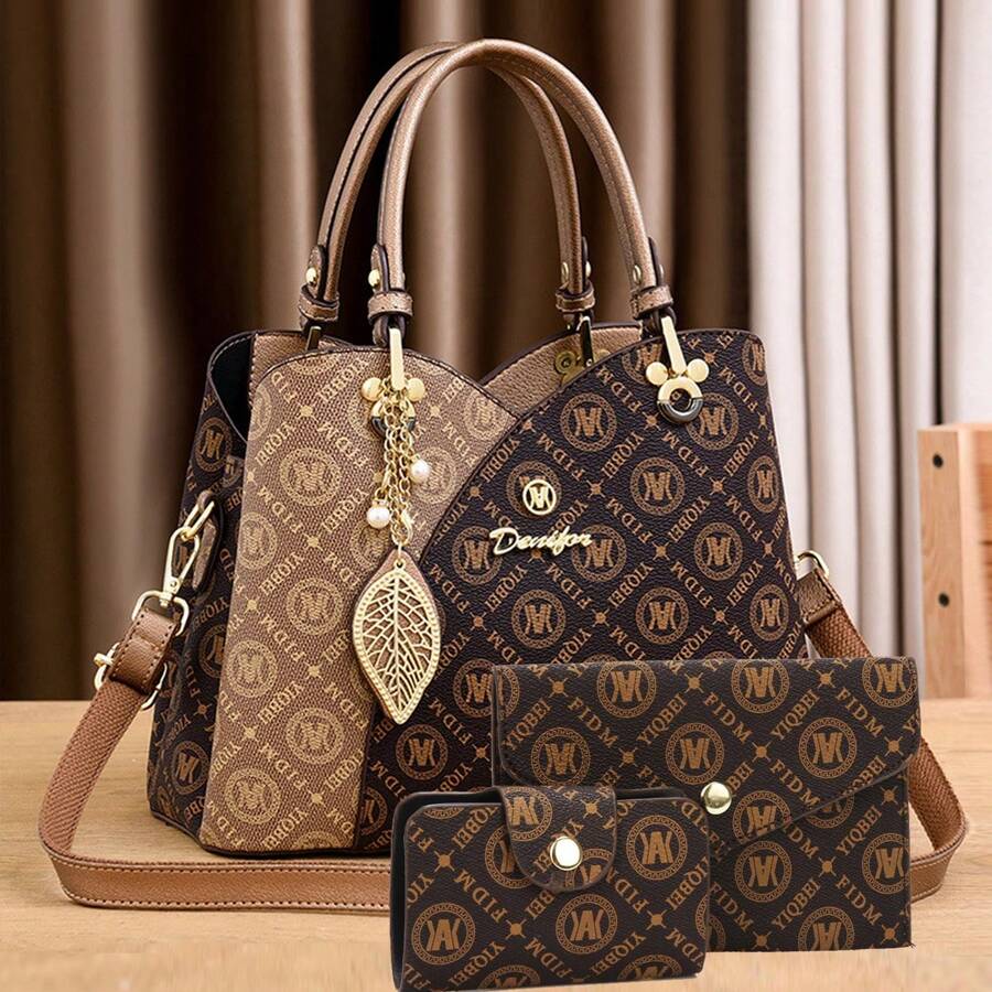 Conjunto Moderno de Três Peças de Bolsas para Mãe e Filha, Bolsa Casual Feminina de Grande Capacidade Clássica, Bolsa Elegante de Alta Qualidade para Presbiopia Feminina