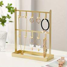 Golden Iron Jewelry Display Organizer, Pendant Stand Hooks, Bracelet Holder Earrings Storage Rack For Necklaces, Suitable For Store Home Use - Gold - View 7