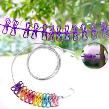Portable Clothesline, Retractable Clothes Drying Line For Travel, Windproof Laundry Rope With 12pcs Clips, Indoor Washing Line For Camping, Outdoor Travel & Camping (Clips Color Random)