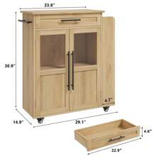 Ataucjin Kitchen Storage Island,Wooden Rolling Kitchen Island On Wheels With Thicker Wooden Top,Kitchen Cart With Storage Cabinet,Portable Trolley Island With 3 Spice Rack And Drawers,For Kitchen,Dining Room