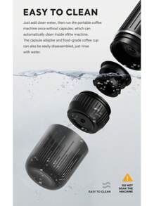 Black /Green Portable Heating Coffee Machine Wireless Electric Coffee Maker Fit Capsule Powder & French Press Pot For Car