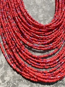 3pcs/Set Bohemian Style Beach Holiday Multilayer Beaded Necklace & Earrings Set, Fashion Jewelry For Women