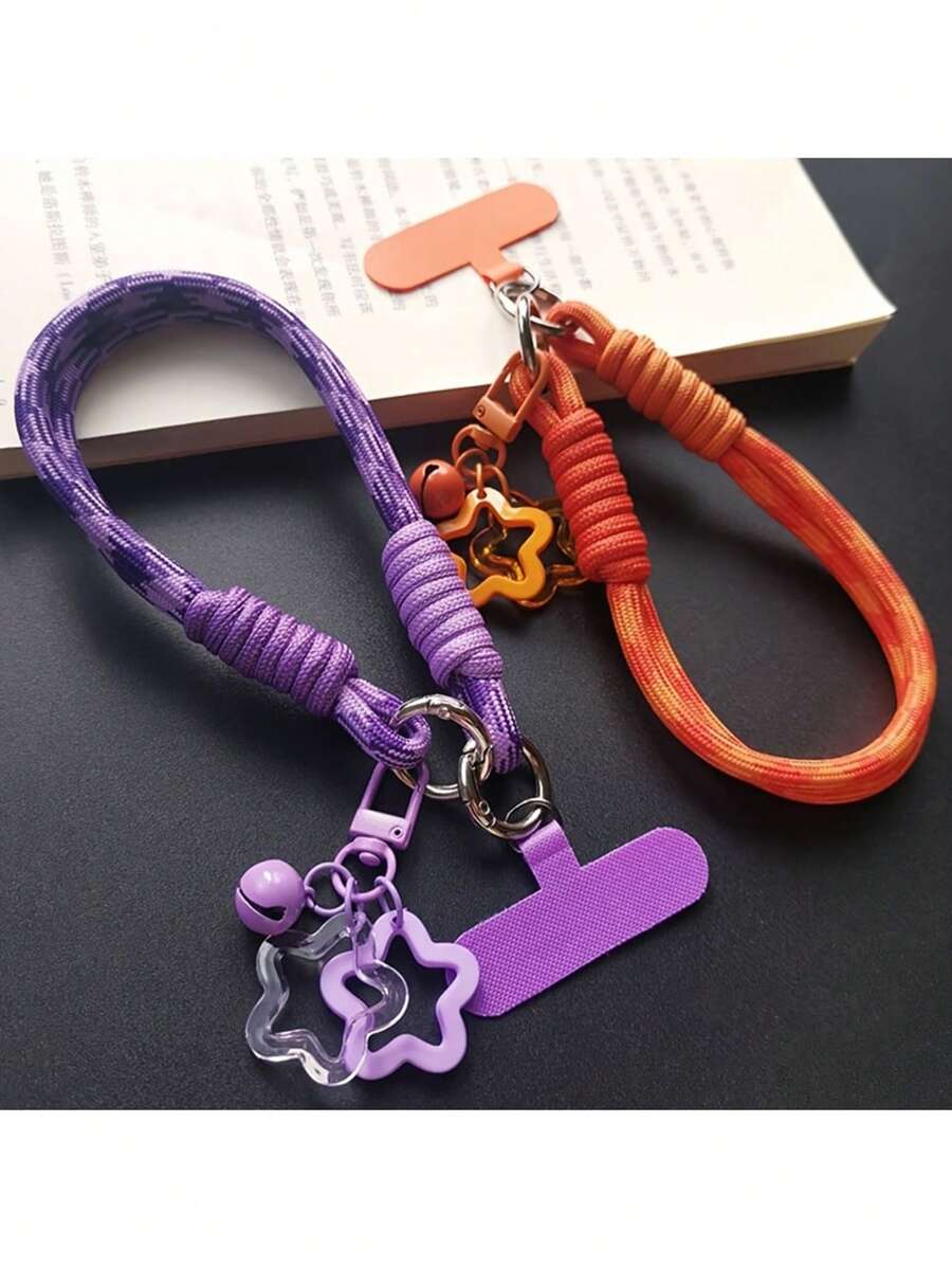 Corda de Pulso de Nylon, Adequada para Capas de Telefone, Cordão Universal para Clipe, Corda Trançada com Encantos, Adequado para Mulheres, Acessório Pendente Antiderrapante para Compras, Presente para Mãe, Família, Amigos, Aniversário, Feriado, Enfeite de Celular, Corrente de Celular - Multicolorido - Visão 1