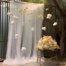 1pc Table Runner - Landscaping Mesh Gauze - Mall Atmosphere - Stage Decor - Table Runner - Background Soft Gauze - Outdoor Photo Shoot - White Chiffon Curtain - Suitable For Decoration, Wedding Backdrop Decor, Tabletop Decor