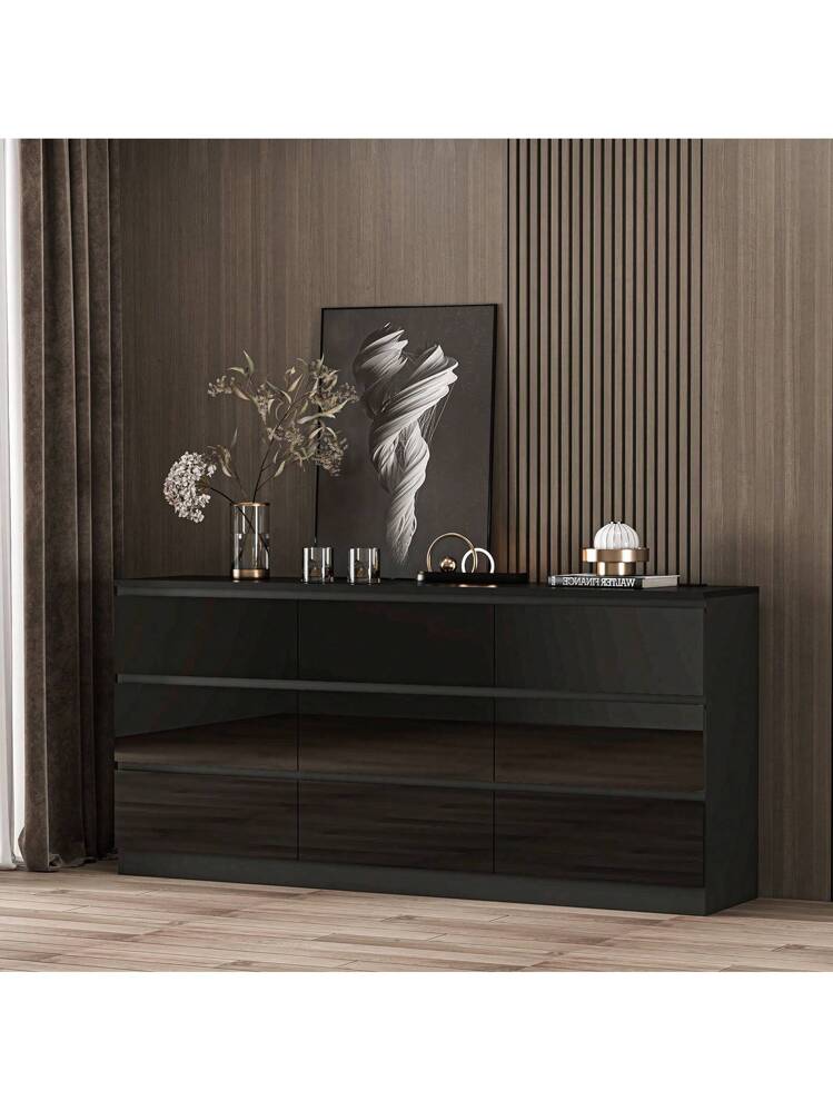 black glossy dresser Carlie Contemporary Dresser (Black)
