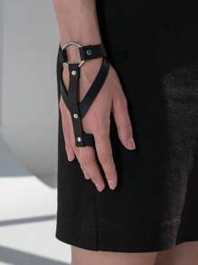 1PC Punk Style Solid Color PU Leather Women's Wrist Body Decoration Accessories