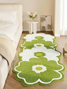 1pc Super Soft Faux Wool Rug, Floral Pattern Bedside Decor Carpet, Soft & Comfortable, Bedroom Plush Rug, Home Decor Rug, Washable, Holiday Decor Rug - Multicolor - View 14