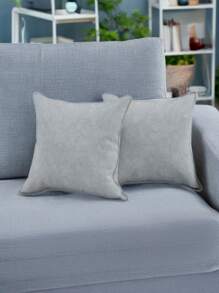 4pcs/6pcs Luxury Velvet Cushion Covers Size 42cmx42cm Soft Solid Pillow Cases With Zipper Closure For Autumn Winter Bedroom Sofa Couch Patio Living Room Made Of 100% Velvet, Contemporary Style. - 淺藍色 - 查看 3