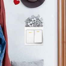 1 pieza Pegatina decorativa para interruptor con diseño de grupos de flores dibujados, decoración removible para interruptores en salas de estar, restaurantes y otras superficies, regalo de cumpleaños, graduación, decoración de habitación, hogar, sala de estar, baño, dormitorio