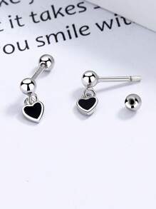 925 纯银心形肚脐环，简约风格珐琅树脂肚脐环，肚脐穿刺首饰