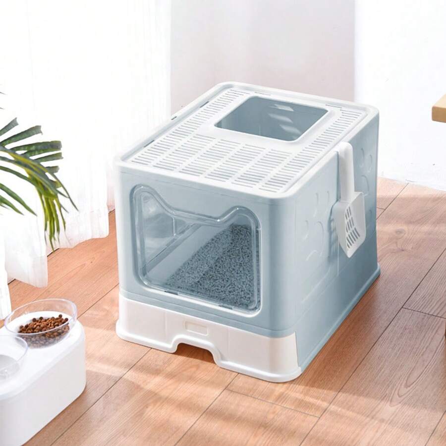 Lettiera pieghevole per gatti con coperchio, lettiera deodorante per gatti a cassetto con filtro dell'aria, lettiera pieghevole grande completamente chiusa per gatti di tutte le età