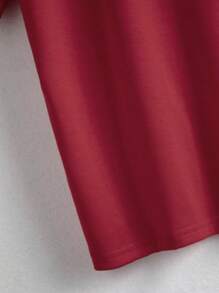 Customize A "I Love" Themed Women's T-Shirt, Add Your Text And Picture (Badge Graphic/Couple Photo/Family Photo/Selfie/Pet), Design Your Own Personalized Printed T-Shirt As A Gift For Girlfriends, Couple Dating Shirts, Etc, Can Be Used For Anniversaries, Valentine's Day,Mother's Day, Birthdays, Holidays, Etc. Comfortable And Casual,Customized Couple Shirt,Women's Tops,Customized Graphic Tops,Women's Short Sleeve T Shirt,Tops - Burgundy - View 3