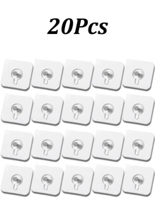 20pcs No Drill Wall Hanging Hooks, Sturdy Invisible Plastic Clips For Hanging Photos And Frames, Suitable For Home & Exhibition Decor Gifts Birthday Graduation