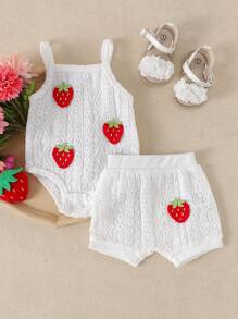 2-teiliges Set für Babys und Mädchen, süßer, bequemer Strampler mit Trägern und Shorts, leichter Sommer, Cut Out