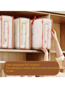 1pc PVC Handbag Luggage Storage Bag, Large Capacity Closet Home Organizer For Clothes, Quilt, Bedroom Use, Collapsible Design - Orange - View 6