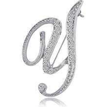 1 pièce paquet Broche géométrique simple de 26 lettres anglaises avec strass, broche élégante et de mode pour femmes. Épingle pour pull, manteau, robe, accessoires, sac, charme, école