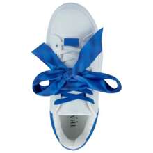 Tenis Casual Con Moño Color Blanco Para Mujer, Elegancia y Confort en Cada Paso - Azul y blanco - Ver 3