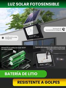 Reflector Solar con Control Remoto para Cambio de Iluminación Impermeable 68 Resistente a Cualquier Clima y a Golpes con Batería de Litio Luz Solar Fotosensible Energía Limpia con Celda Solar Eco Amigable - Negro - Ver 5