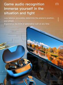 Cuffie senza fili agganciabili all'orecchio con controllo touch, display digitale, scomparto di ricarica per power bank, design a lampada atmosferica, adatte per esercizio fisico, yoga, corsa - Tagli Unica - Visualizzare 1