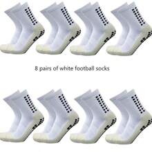 8 Pairs Thickened Terry Cushioned Football/Sports Socks, Textured Grip For Outdoor Training, Cycling - Multicolor - View 23