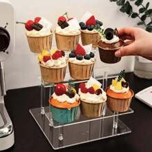 1 juego de expositor acrílico dulce: soporte transparente para cupcakes, soporte de bufé y bandeja de servir galletas/dulces, apto para bodas, cumpleaños, ducha, merienda