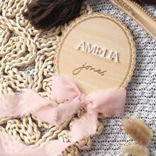 Customized Wooden Lace, Ribbon Bow, Interchangeable Milestone Cards | Personalize With Name, Baby Monthly Milestones, Nursery, Baby Shower Gifts,Graphic Print