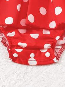 Infant/Baby Girl Polka Dot Cap Sleeve Dress & Headband Set, Cute Casual Spring/Summer - Red - View 6