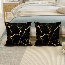2pcs Black Marble Texture Printed Pillow Covers, 45cm*45cm - Multicolor - View 6