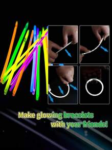 10/100pcs Glow Stick Party Favors: 100 Pcs Glow Sticks, Party Accessories Including Glow Necklaces, Glow Bracelets, Glow Glasses And Triple/Butterfly Connectors - Multicolor - View 5