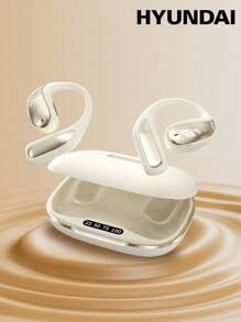 HYUNDAI Écouteurs Bluetooth HYUNDAI Vogbuds 5Pro avec assistant IA, style tour d'oreille, audio stéréo dynamique haute qualité, affichage du niveau de batterie, compagnon de conversation IA intégré, audio directionnel, annulation de bruit ENC, longue autonomie, écouteurs sans fil compatibles avec les smartphones et les ordinateurs pour les sports et les