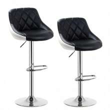 Bar Stools Bar Chairs Breakfast Dining Stools For Kitchen Island Counter Bar Stools, Leatherette Exterior, Adjustable Swivel Gas Lift, Steel Footrest & Base - White - View 5