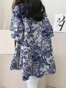 秋冬季女式加大码复古随机印花休闲宽松衬衫，优雅奢华上衣，适合度假、海滩、万圣节、圣诞节、新年、感恩节、派对、郊游等场合。