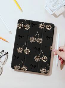 1 pieza Funda protectora plana compatible con iPad 10.2 pulgadas, iPad Pro 11 2021/2020/generación 10, iPad Mini 4/5/6, Galaxy Tab A8 10.5 pulgadas 2022, Matepad 10.4/Tab, con ranura para lápiz, anti caídas, cubierta protectora con soporte tipo atril, con estampado de lazo, leopardo y flor de cerezo