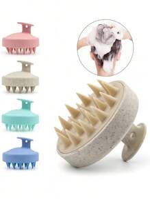 Scalp Massager Shampoo Brush, Hair Scalp Scrubber Shower Hair Brush Head Massager For Stress Relax Hair Growth, Dandruff Brush Scalp Exfoliator For Women Men Kids Pets,Bath Comb, Soft Silicone Comb Teeth For Scalp Care,Shower Hair Scalp Scrubber Exfoliator For Dandruff Removal, Head Massage, Two Tone Massage Hair Washing Brush, Hair Brush/Hair Comb,Bath Brushes, Sponges & Scrubbers Home Bathroom Decor Fall Decor Back To School - Red - View 10