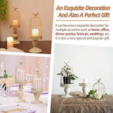 Metal Birdcage Candle Holder Decorative Bird Cages For Weddings Vintage Candlestick Holders Wedding Candle Centerpieces For Tables Iron Candleholder Set Home Decor - Light Grey - View 8