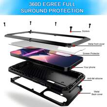 Ốp lưng điện thoại kim loại chống rơi cho dòng Galaxy S25 của ngành công nghiệp quân sự, Vỏ cứng silicon chống sốc toàn diện, Thời trang & Cá nhân hóa cho S25Ultra - màu đen - Xem 4