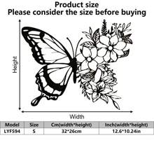 1 件精美蝴蝶金属墙饰 - 版画其他 - 独特的铁艺挂画，适用于卧室客厅家居、室内室外农舍装饰，带花卉图案 - 彩色 - 查看 10