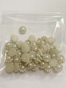 30pcs 8/10/12/14mm Resin Flower Round Faux Pearl Flat Back Rhinestone Applique Wedding DIY Jewelry Scrapbook Accessories Crafts Summer, School