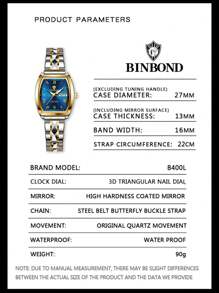 FNGEEN 男士蓝色石英表顶级豪华品牌时尚石英男士手表防水不锈钢商务日期金色腕表男士礼物 - 均碼 - 查看 10