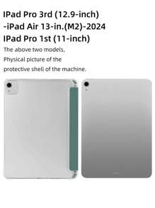 iPad 笔架防震保护套，内置铅笔槽，TPU 软壳，简约/休闲/iPad 对开式保护套，兼容 iPad Mini 4/5/6、9.7、10.2、10.5、10.9、10 代、11 英寸 (M2)-2024、13 英寸 (M2)-2024、13 英寸 (M4)-2024、11 英寸 (M4)-2024 Apple 型号 - 墨綠色 - 查看 10